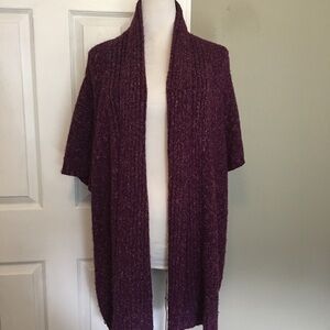 Lane Bryant Purple Open-Front Cardigan with Shawl Collar